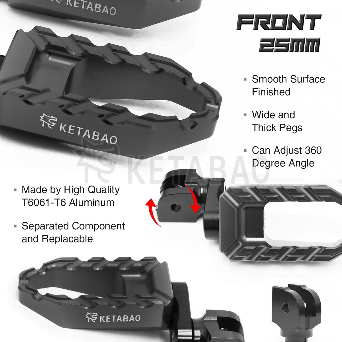 フュージョン Black BUZZ Front Footpegs 25mm Lowering For VFR1200F 10 11 12 13
