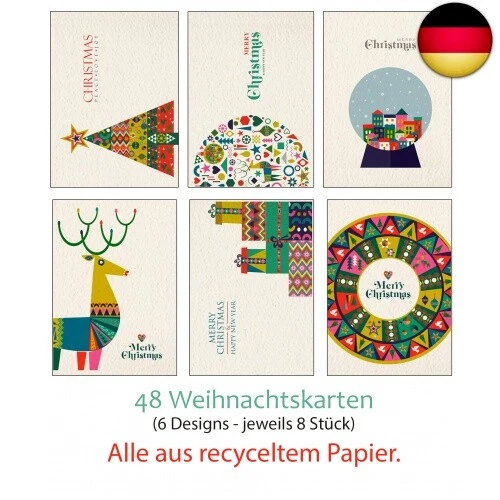 the lazy panda card company 48 x recycelte Weihnachtskarten mit modernem - Bild 3 von 6