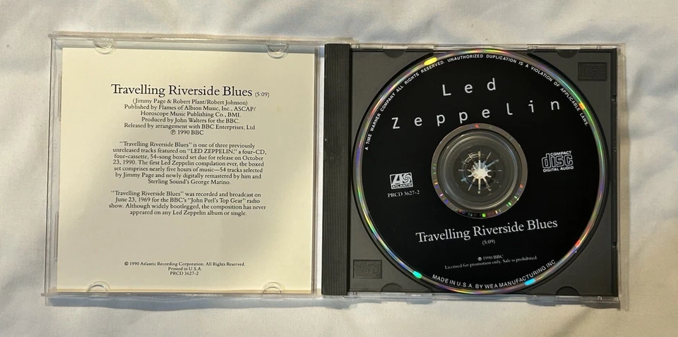 Led Zeppelin-Travelling Riverside Blues 1990 Promo CD Single-SRC-01 First Master Foto 3 de 4