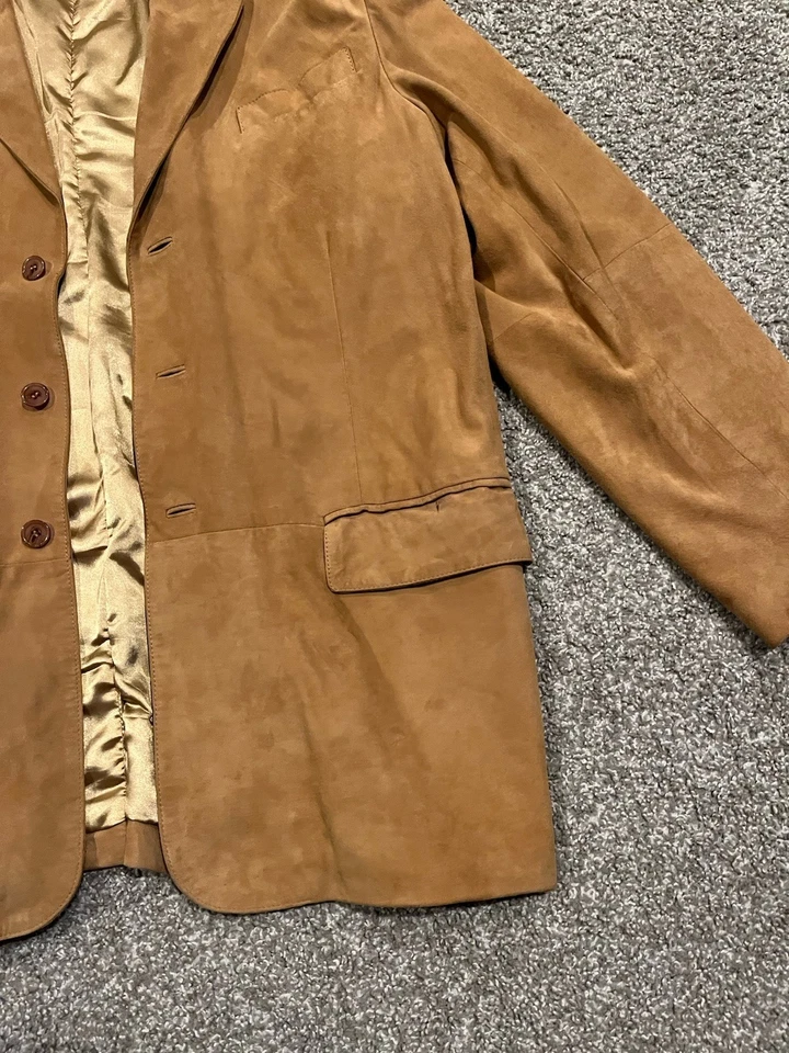 Chaqueta de cuero de gamuza marrón Peter Millar XXL para hombre Foto 2 de 4