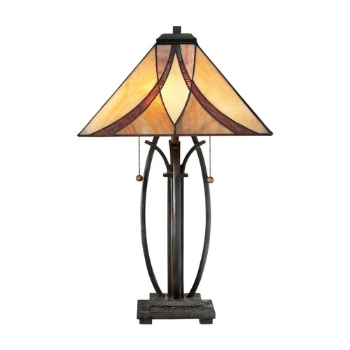 Quoizel Ashville 25" High Bronze Art Glass Tiffany-Style Table Lamp - Picture 5 of 6