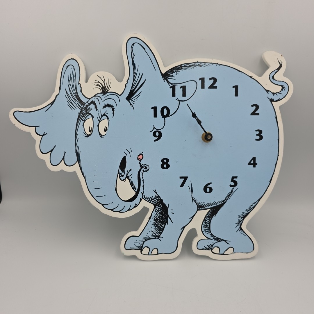 Dr Seuss 2017 Blue Horton Hears a Who Battery Wall Clock Trend Lab WORKS photo