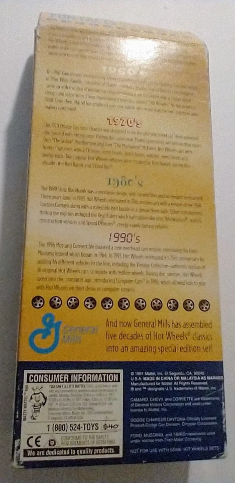 Hot Wheels 1997 Designer Collection General Mills Die Cast, nuevo en paquete, algo de desgaste Foto 4 de 4