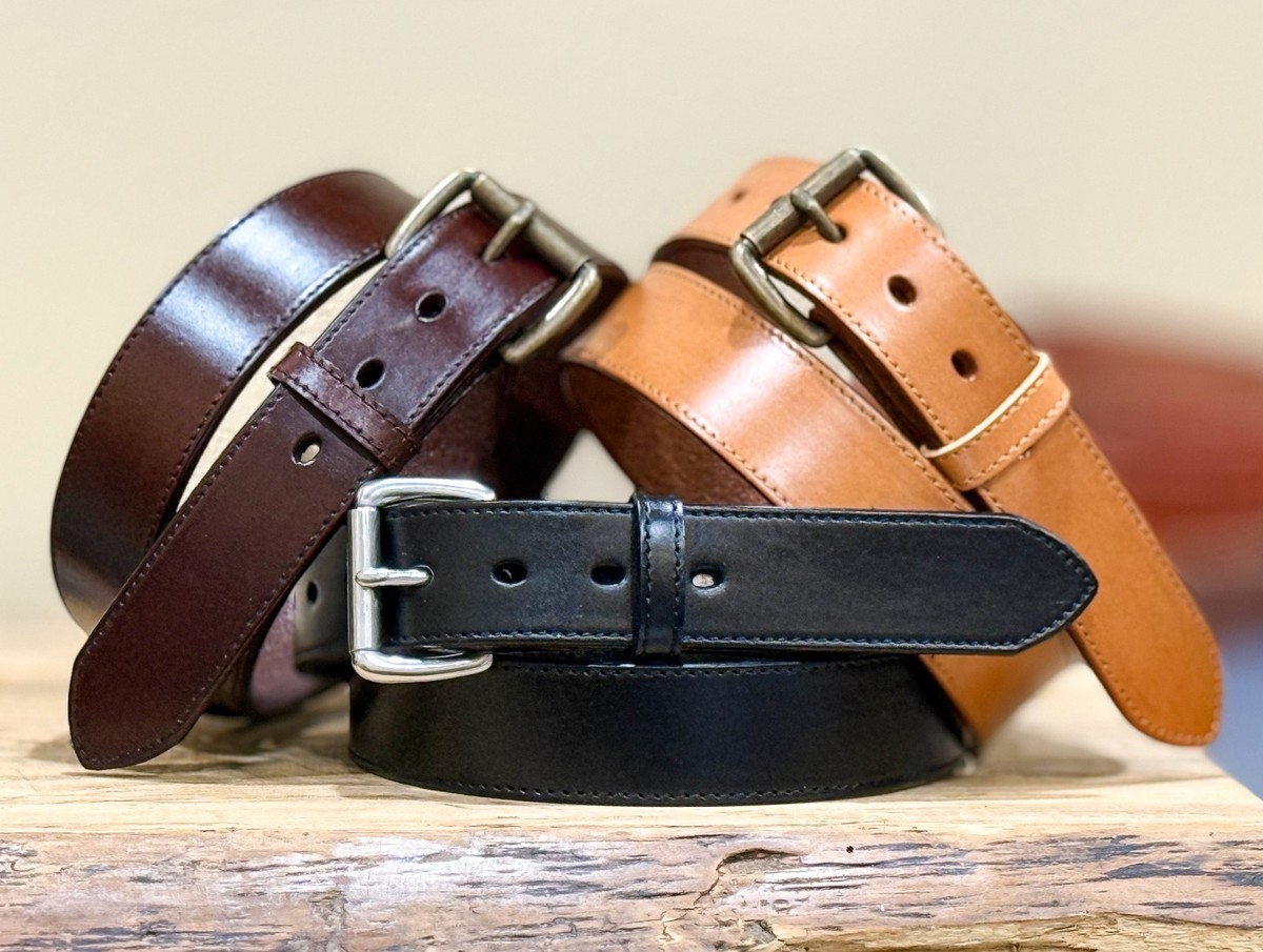 専用【22】 Full Grain Leather Belt Edge Stitched 1.5