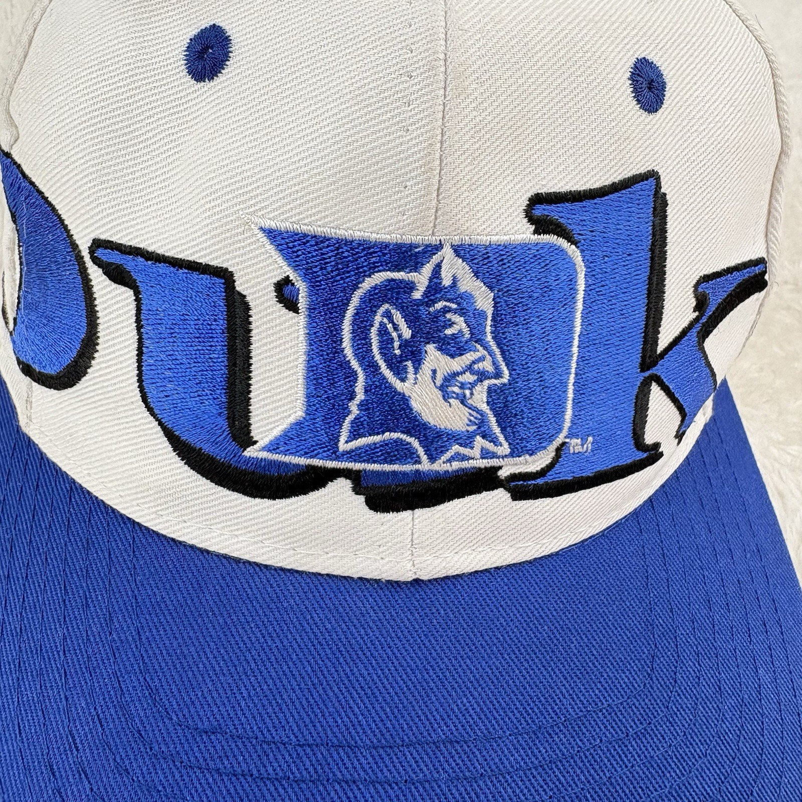 NWT VTG Duke Blue Devils Logo 7 Side Spell Out Snapback Cap Hat - Embroidered