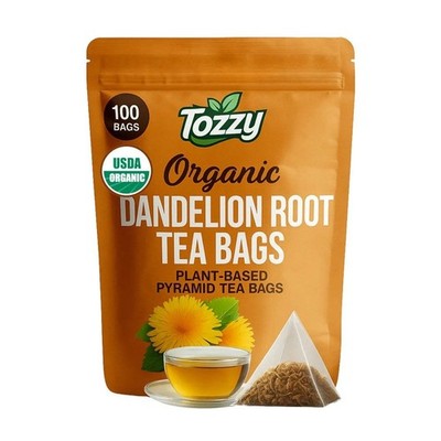 100 Count Organic Dandelion Root Tea - USDA Organic - Plant-Based Pyramid Bags