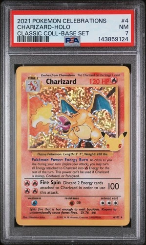 2021 POKEMON CELEBRATIONS CLASSIC COLL #4 CHARIZARD-HOLO PSA 7