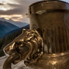 Antike franz&ouml;sische Kanne Reboul Fils France L&ouml;wenkopf K&auml;nnchen Jugendstil