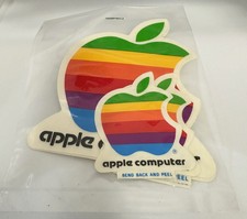 Vintage Apple Collectable: Apple Logo Sticker Set of 3 Stickers