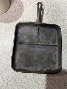 Lodge Bacon and Egg Griddle Skillet Cast Iron 11x11 Square Pan #8 Marked H