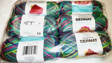 Bernat Cotton Handicrafter Yarn Lot of 6 Skeins #4 Medium PSYCHEDELIC