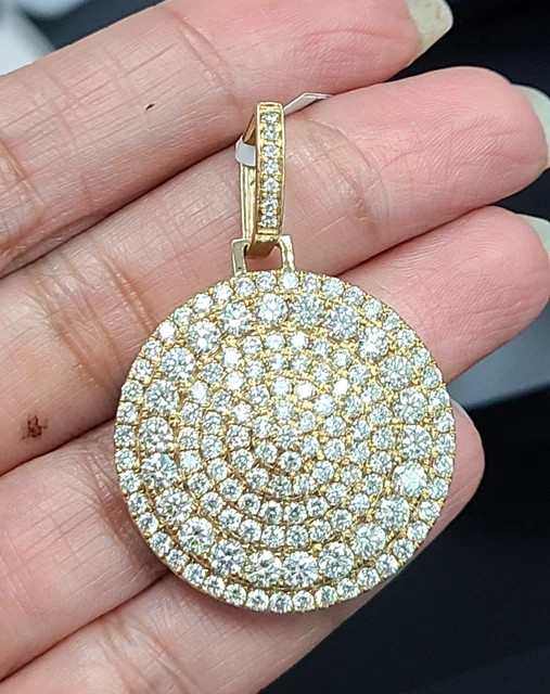 5.50ctw Round Lab Created  Diamonds Medallion Pendant 14K Yellow Gold Plated