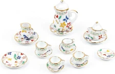 15x 1/12 Dollhouse Miniature Ceramic Tea Set Mini Kitchen Porcelain Tableware