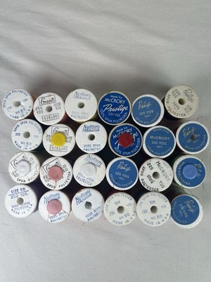 Lot Of 24 Sewing Thread Prestige McCrory Notion Assorted Colors Used Polyester