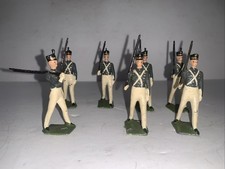 Lot of 7 Vintage Lead Toy Soldiers Marching     