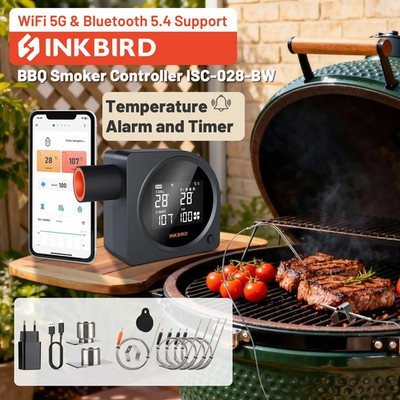 INKBIRD Wifi Bluetooth BBQ Thermometer ISC-028BW Automatic Smoker Fan Control CF
