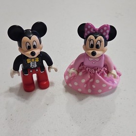 LEGO DUPLO Disney Mickey & Minnie Mouse Minifigures w/ Cloth Skirt Lot of 2
