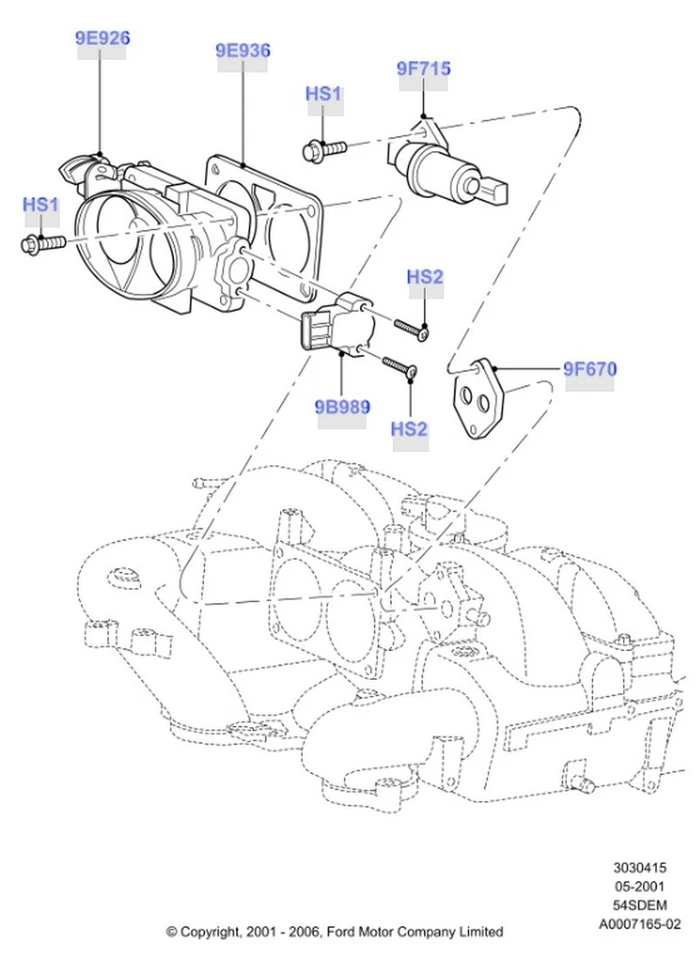 Conjunto de cuerpo de acelerador de carga de admisión de aire. Lincoln Continental Aviator 1998-2002 4,6 L Foto 2 de 4