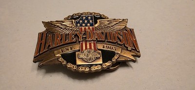 Harley Davidson Gürtelschnalle Vintage 1992 Siskiyou Buckle USA No 1 Eagle Wings