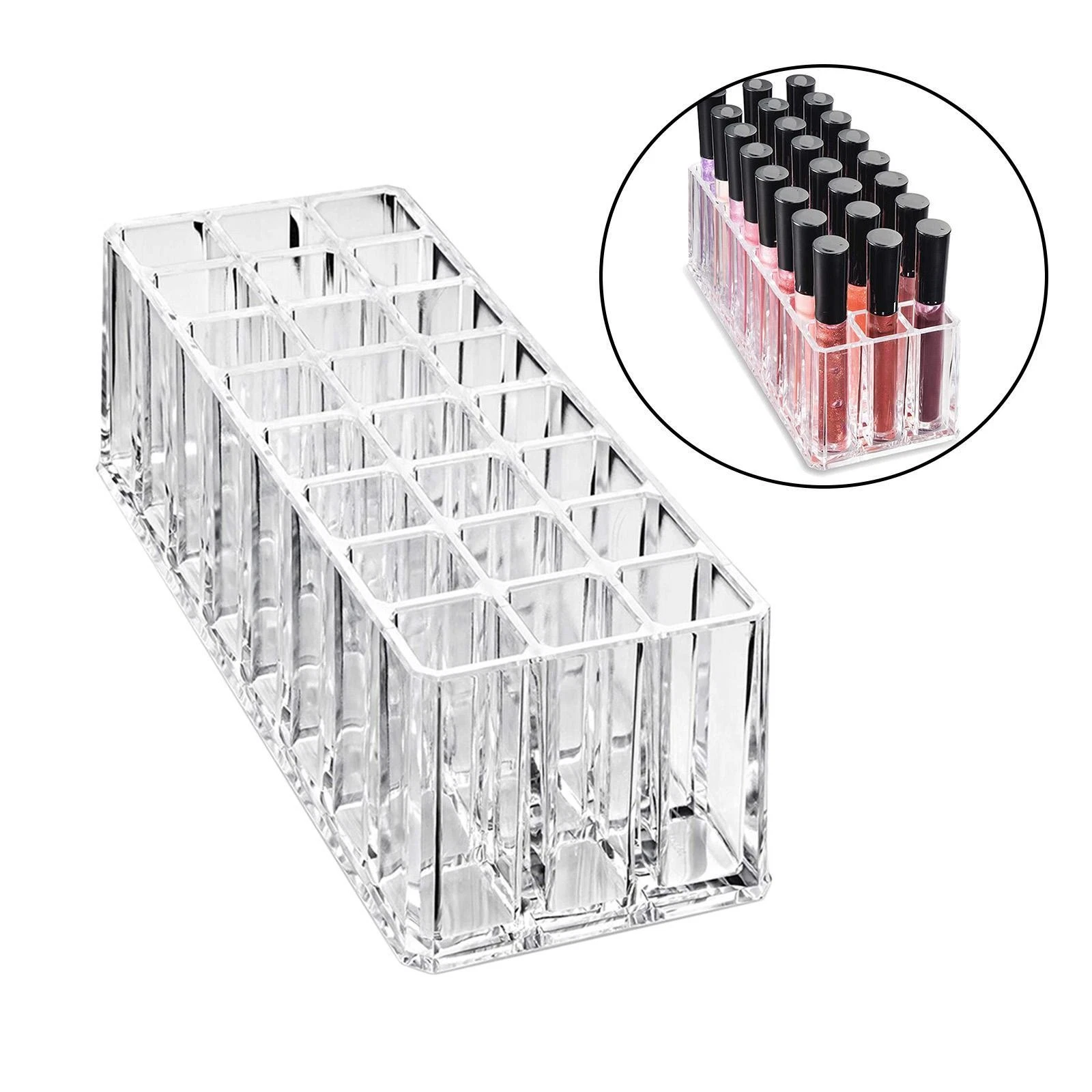 24 Grids Lipstick Holder Cosmetic Storage Box Acrylic Lipstick Organizer