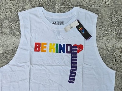 BE KIND Tee The Phluid Project Men Tank Top White Cotton Sleeveless Size XX NEW
