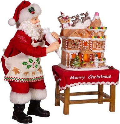 10.5-In Battery-Operated Fabriche Santa Decorating LED Gingerbread House Table