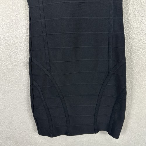 Vestido Bebe Mujer XS Negro Doble Cuello en Vendaje Mini Bodycon Fiesta Club Rave Y2K - Imagen 5 de 14