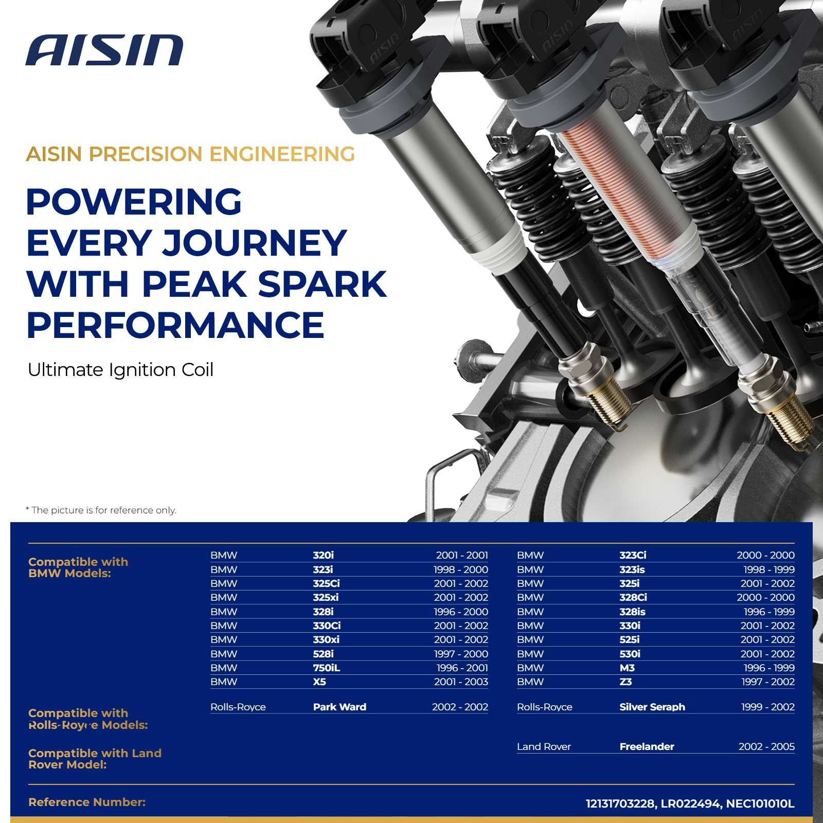 AISIN 6 Pack Ignition Coils for BMW 323i 328i M3 525i 528i X5 750iL Rolls-Royce