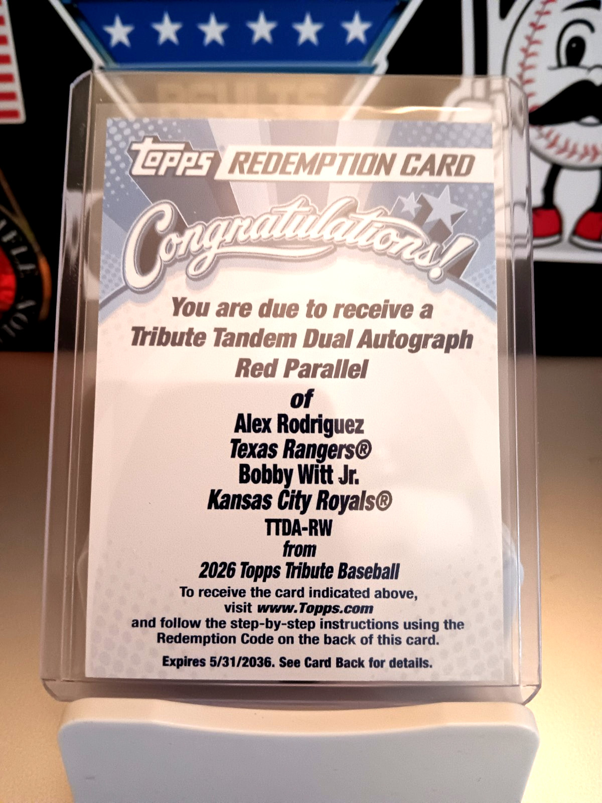 🔥 2026 Topps Tribute Alex Rodriguez & Bobby Witt Jr. RED /5 Tandem Dual Auto 🔥