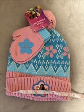 Disney Princess Girls Pink 2Piece Beanie Hat Glove Set Blue NWT Free Shipping