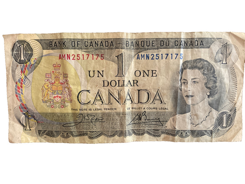1973 Bank of Canada $1 One Dollar Note Ottawa Vintage Currency AMN2517175