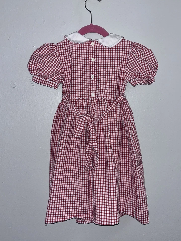 Vestido SOPHIE DESS Creations Paris flor vermelha borrada para meninas tamanho 4T - Imagem 2 de 4