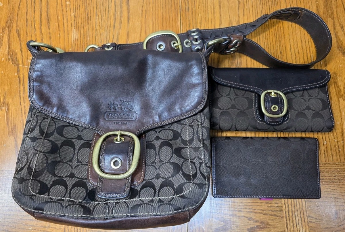GOROU Coach 11434 Bleecker Signature Brown Leather Shoulder Bag Vintage