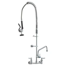 36"Height 8"Center 12"Swing Spout Wall Mount Faucet & Pre-Rinse Sprayer