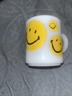 Vintage Smiley Face Milk Glass Mug Smile Emoji Coffee Cup