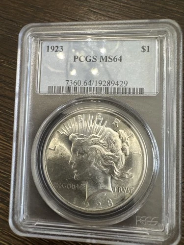 Peace Silver Dollar 1923 - 90% Silver Verified - PCGS MS64