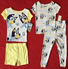 New BLUEY 4 pc Pajamas Set Girl 4 6 8 BUTTERFLIES Spring Top Shirts Shorts Pants