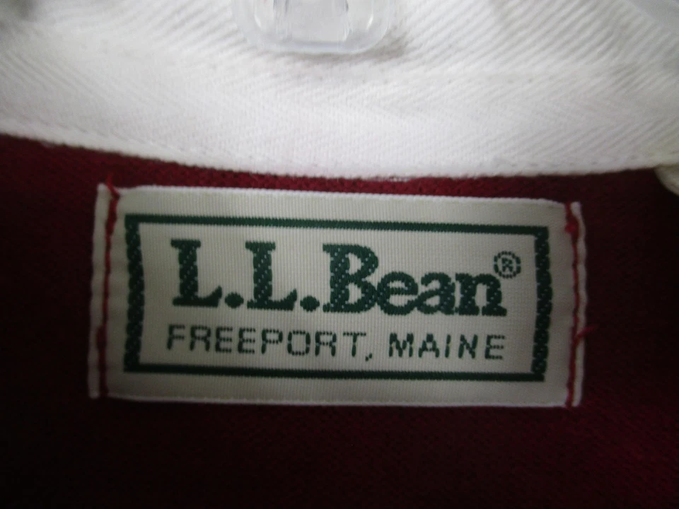 Vintage LL Bean Rugby Shirt Unisex Large Red Stripe Made USA Long Sleeve 90s - Image 3 of 4