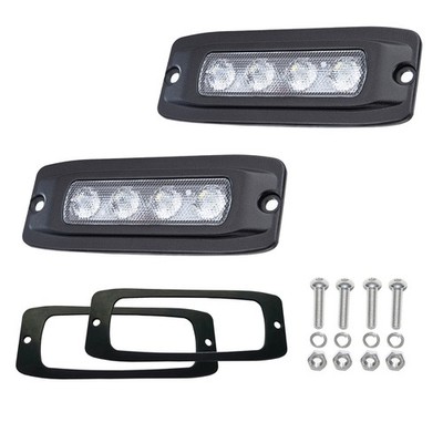 2x 6.3'' 12W Flush-Mount Off-road LED Light Bar 6000K Flood Reverse & Backup Lamp