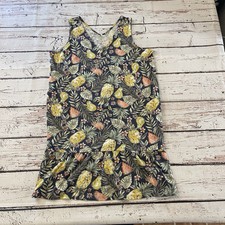 J. Jill Sleeveless Tropical Fruit Print Dress Flounced Hem Size Large Petite