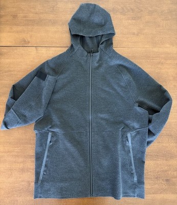 AETHER Technical Performance Hoodie Jacket Mens L Gray Full Zip Forearm Pocket