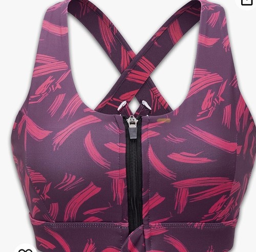Cordaw Zipper Front Strappy Back Support Bra Zipper Pink Small - Picture 2 of 13