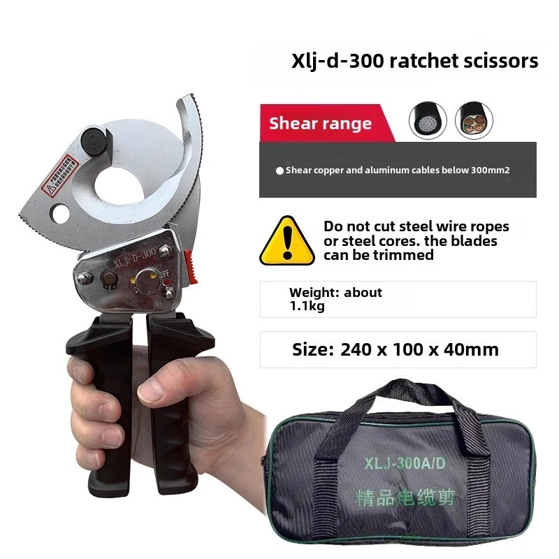 Cortador de cables de trinquete alicates de corte de cables cobre aluminio tijeras de alambre trenzado Foto 3 de 4