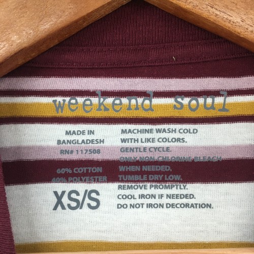 Weekend Soul Tee Tshirt Mens XS Multicolor Striped Short Sleeve Crew Neck NEW - Picture 6 of 10