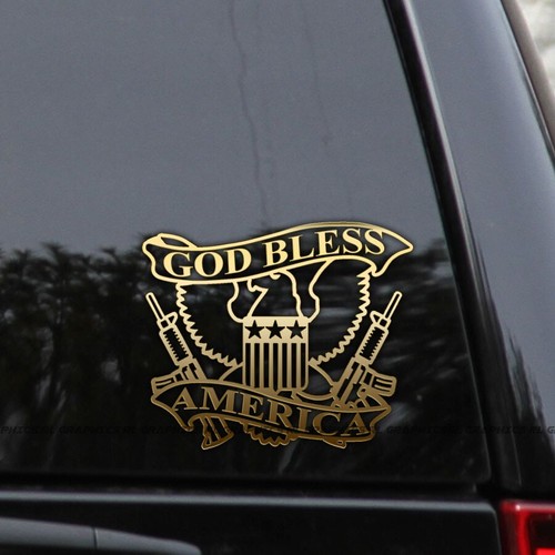 God Bless America Eagle Rifles Patriotic American Vinyl Decal Sticker - Foto 1 di 2