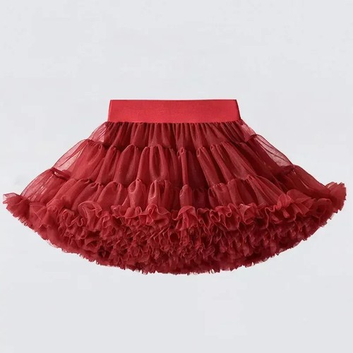 1-8T Lace Skirt Girls Fluffy Chiffon Solid Colors Skirts Girl Skirt Christmas - Picture 6 of 34