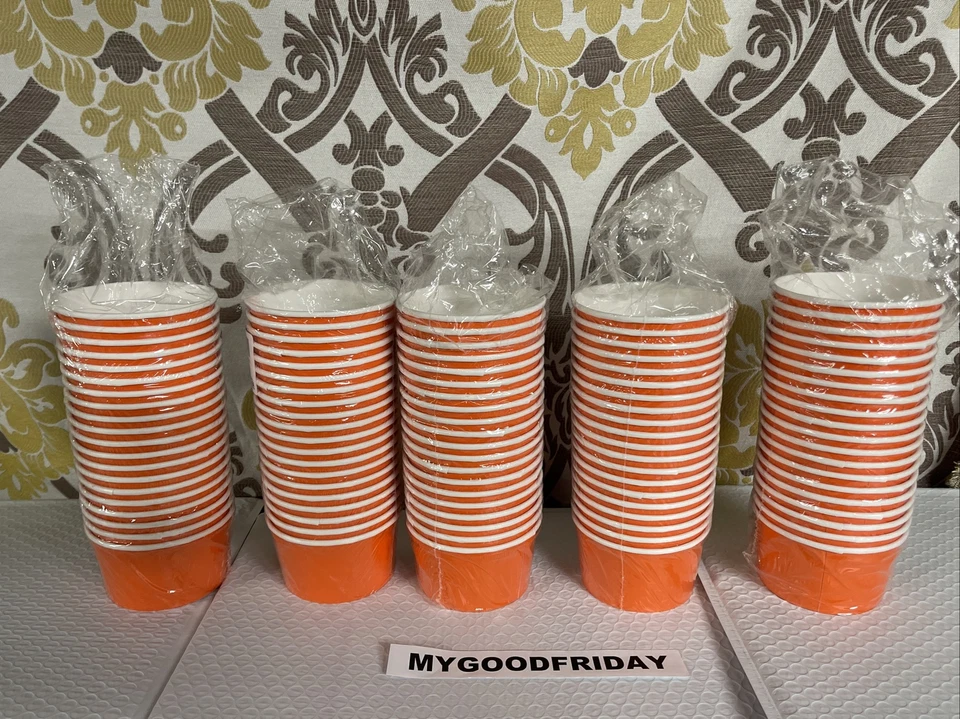 Orange Paper Treat Cups 5 Packs X 20 Each = 100 Count 9.5 Oz - Party Decorations - Image 3 of 4