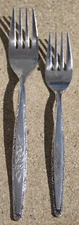 VTG T & N Stylecraft  Black Rose Lot of 2 Forks 1-Dinner 1-Salad Stainless Japan