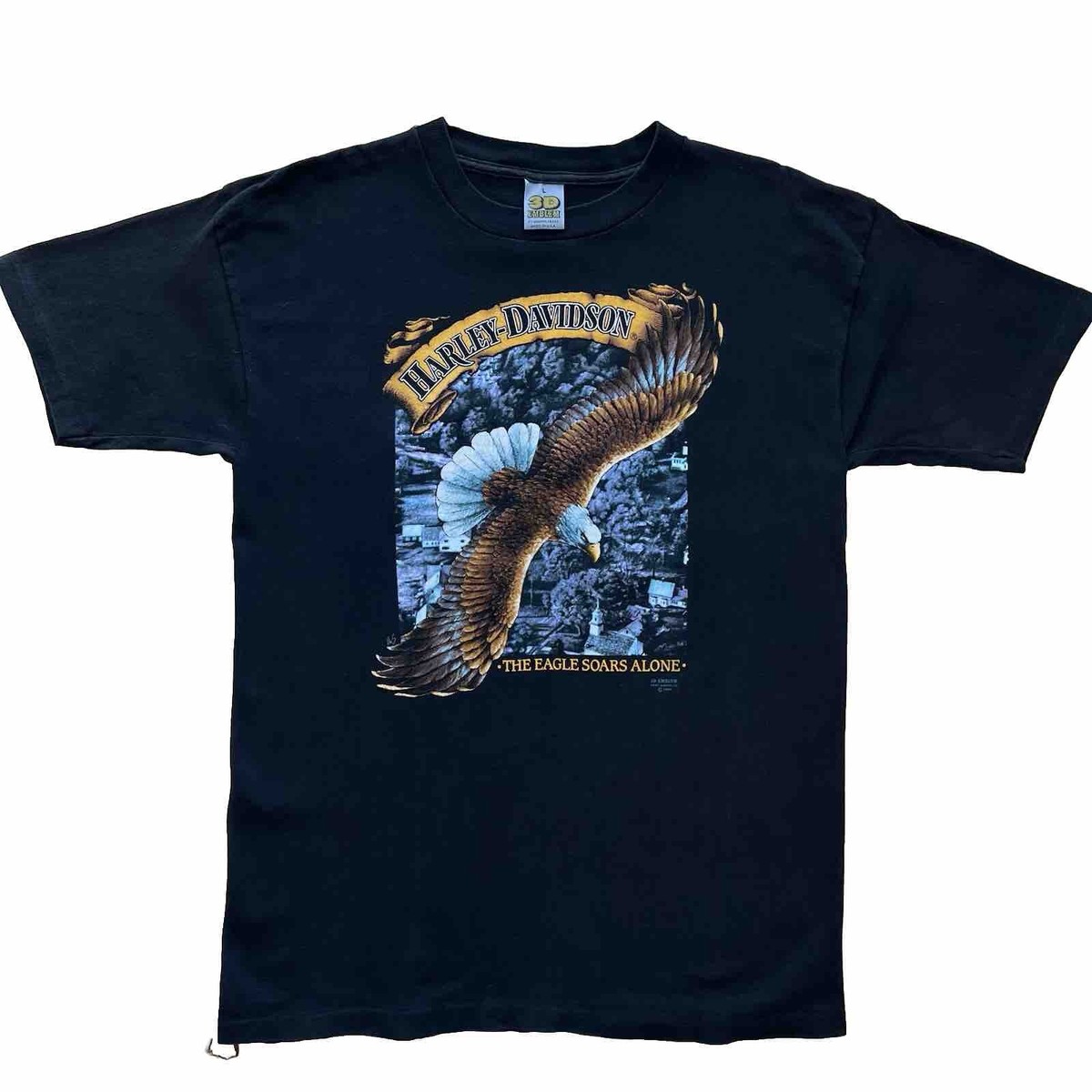Vintage Harley Davidson 3D Emblem Shirt L Black 80s Eagle Vintage Harley Davidson 3D Emblem Shirt L Black 80s Eagle