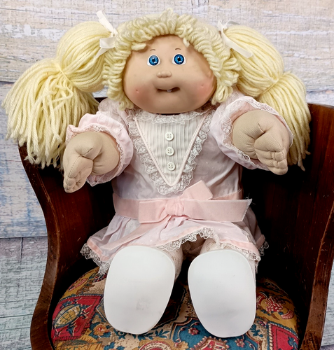 VTG Cabbage Patch Kids Double Lemon Blonde Ponies OK Factory Girl Doll 1985